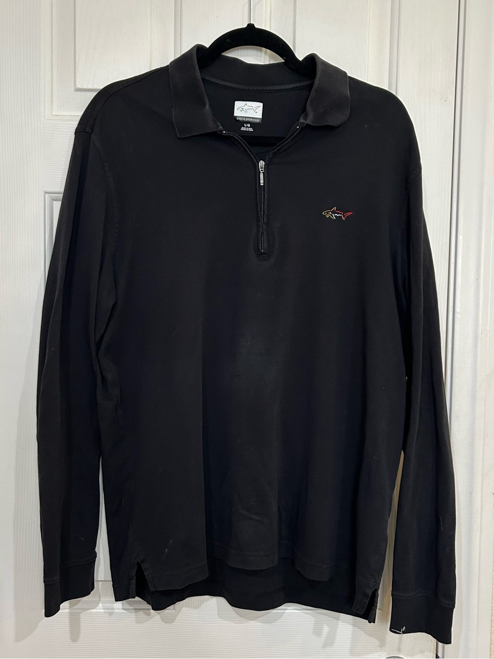 Greg Norman Black 1/2 Zip Long Sleeve Polo Shirt - Men's Size Large